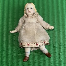 Antique German Bisque Doll Hand Painted Wire Jointed Arms Legs 4