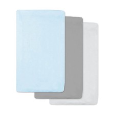 3 Pack 100 Natural Cotton Fitted Cradle/Bassinet Sheets 36" x 18" - Soft, Br...