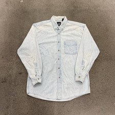Vintage 90s GAP Shirt Jacket Denim Light Wash L/S Button Mens Large