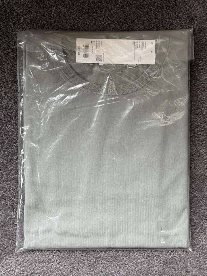 2x Suéter Uniqlo U Mezcla Algodón Cuello Redondo SS25 (Verde, Marrón) Talla Grande Foto 3 de 4
