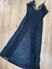 VTG Val Mode Black Lace Peek-a-Boo Floor Length Nightgown - Lingerie | Sz: M