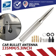 50 CAL AM/FM Bullet Style Gun Metal Silver Antenna Mast Power for Chevrolet GMC