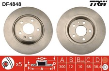 2x TRW Bremsscheibe DF4848 für AUDI A5 A7 Q5 A4 A6 8F7 B8 8K2 8T3 8KH C7 4GC 8K5
