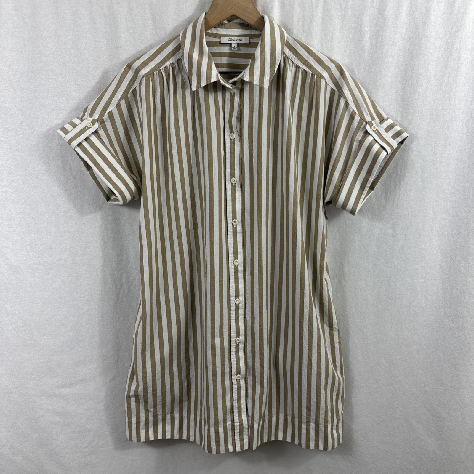 Madewell Collared Button Front Mini Shirtdress St… - image 1