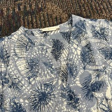 Tory Burch Burnout Textured Tunic Baltic Sea Dream Catcher Linen Blend Blue Sz 8