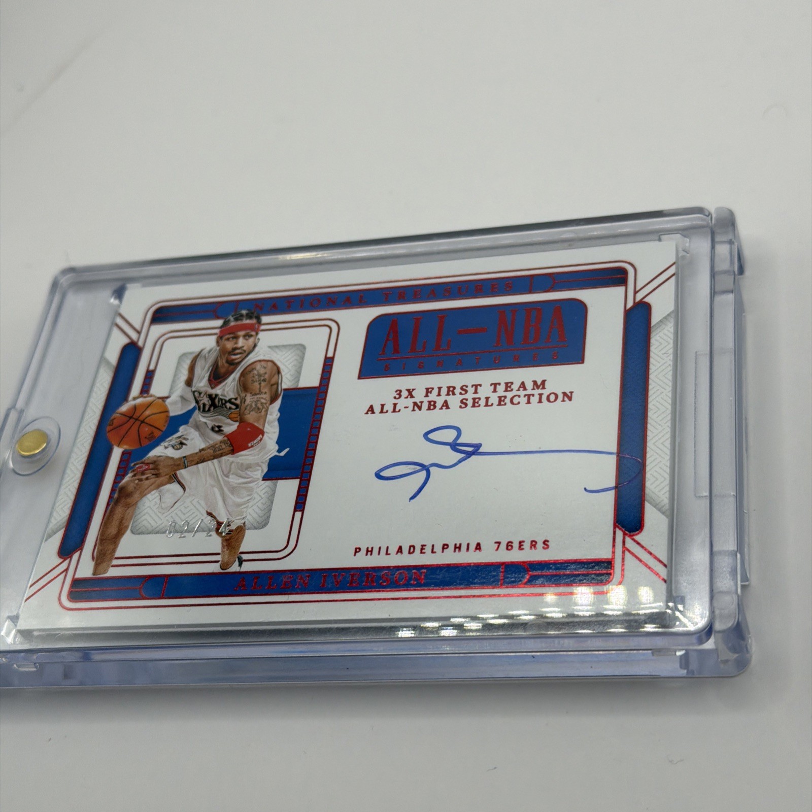 2024-25 Panini National Treasures - Allen Iverson - ALL-NBA - On Card Auto /24 view 2