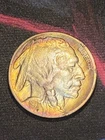 1917 P Buffalo Nickel XF - AU Rainbow Toned Doubled Die Reverse
