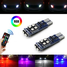 2x 168 194 T10 Car Parking Lights RGB LED Bulbs w/ RF Remote Control Accessories