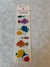 “1 SHEET “ (4 SQS) MRS. GROSSMAN’S STICKERS FISH COLORFUL & EA. DIFFERENT *8 PCS