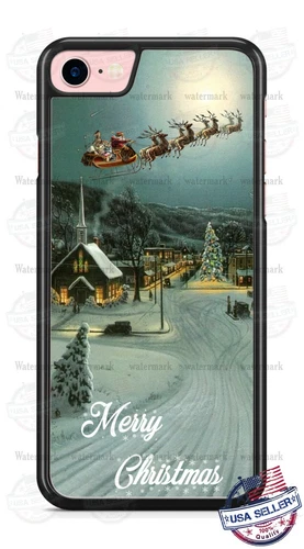 Christmas Santa Claus Fly Over Town Phone Case For iPhone i12 Samsung A51 Google
