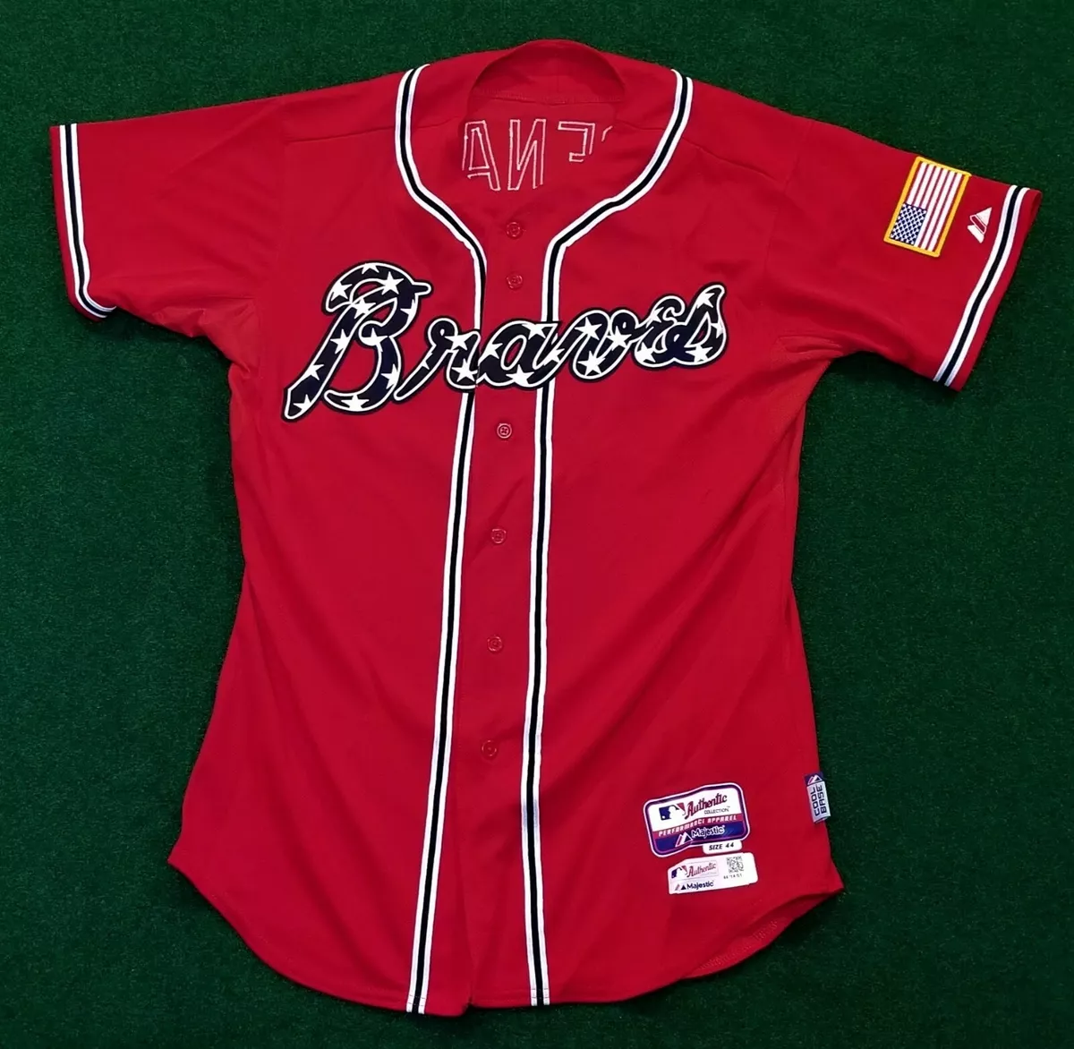 Ramiro Peña Game Used Atlanta Braves Autographed 2014 Red Military Night  Jersey