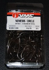 VMC 8382BN-100 Nemesis Saltwater Circle Hooks Size 10/0 Vanadium Steel 25 Pack