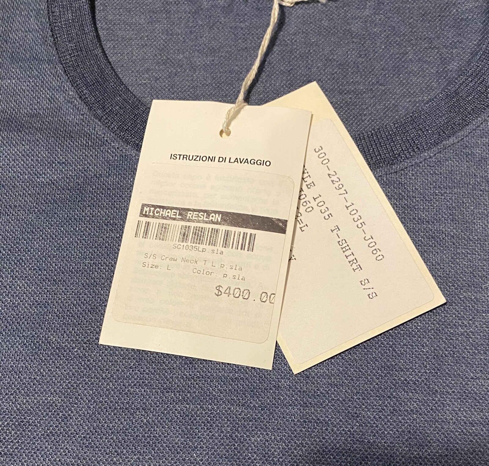 T shirt girocollo uomo Michael Reslan Italia 100% cotone fila egiziana nuova taglia L