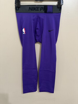 Nike Pro NBA Lakers Team Issue Compression 3/4 Pants Purple Mens S DN1547-504