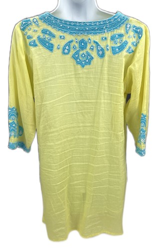 Abbigliamento Medium Sol Giallo Copricostume da Spiaggia Nuoto Cotone Leggero - Foto 4 di 5