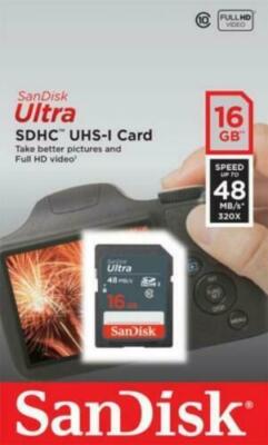SanDisk Ultra 16 GB SDHC SDXC SD Class 10 48MB/s 320x Flash Memory Card Camera