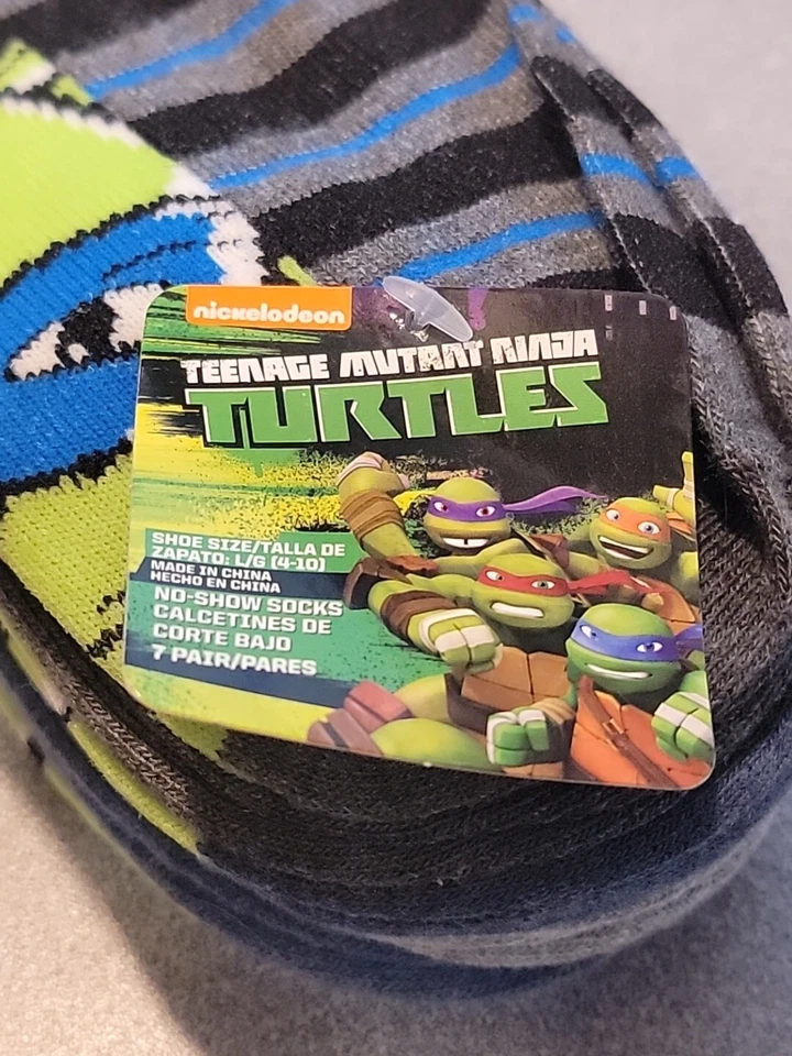 Paquete de 7 calcetines TMNT Teenage Mutant Ninja Turtles niños niños no show talla 4-10 NUEVO Foto 2 de 4