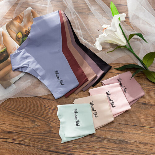 Women Ice Silk Low Rise Briefs Bikini Panties Seamless Thongs Underwear Swimwear