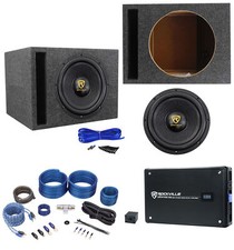 Rockville W12K9D2 V3 12" 4000w Car Subwoofer Vented Sub Box Mono Amplifier Amp K