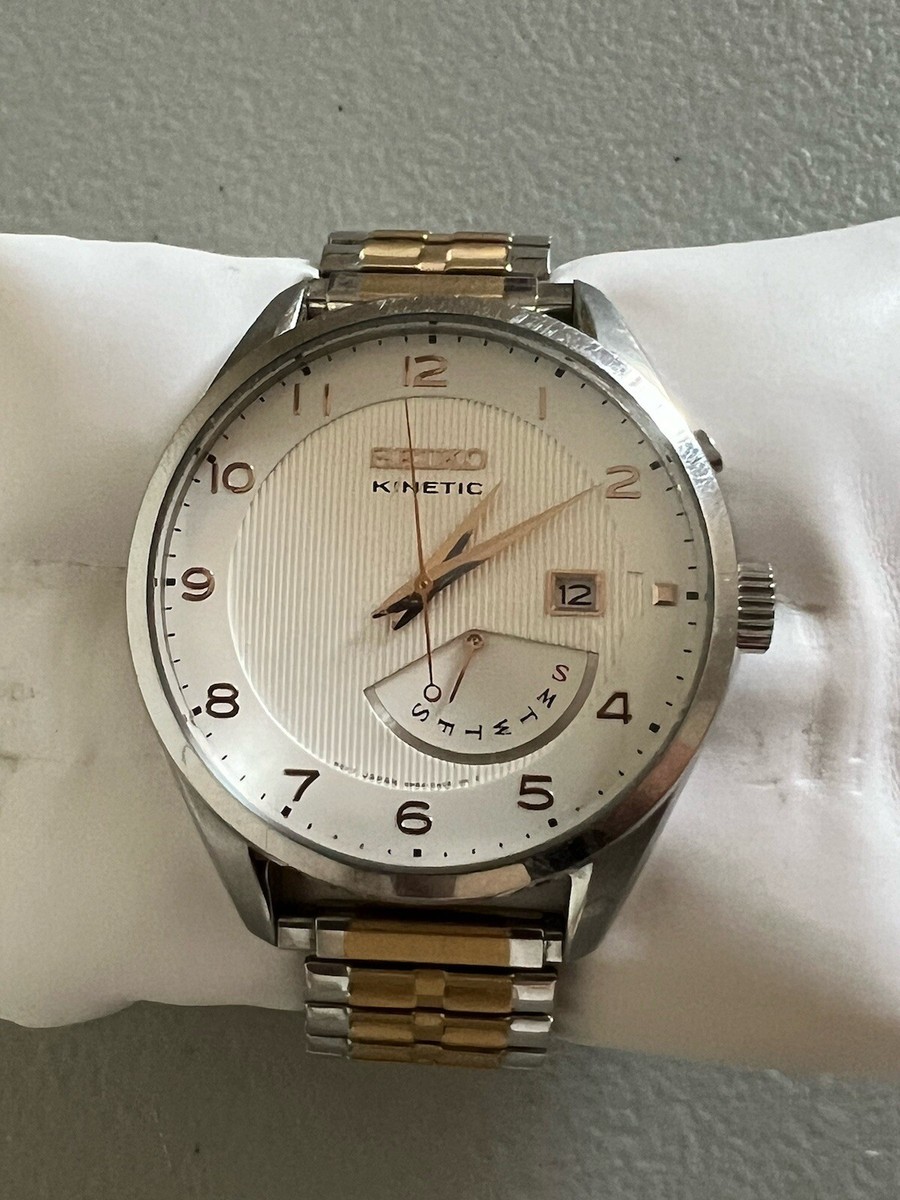 Seiko Kinetic 5M84-0AC0 MECHANICAL AUTOMATIC Two Tone Band Seiko Kinetic 5M84-0AC0 MECHANICAL AUTOMATIC Two Tone Band