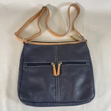 I MEDICI Firenze Blue Pebble Leather Purse w/ Adjustable To Shoulder Straps