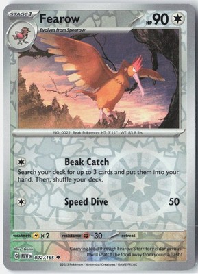 Fearow Reverse Holo Uncommon SV: Scarlet & Violet 151 022/165 NM