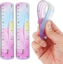 Grevosea 2-Piece Flexible Ruler, 15cm/6inch Plastic 6inch, Gradient 