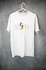 Vintage 90s Mickey & Co Disney Gang Embroidered Grey T-Shirt USA Made L 20.5x27.