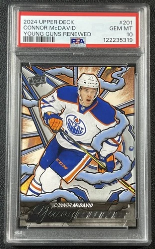 CONNOR MCDAVID PSA 10 2024-25 UPPER DECK #201 YOUNG GUNS RENEWED OILERS 319