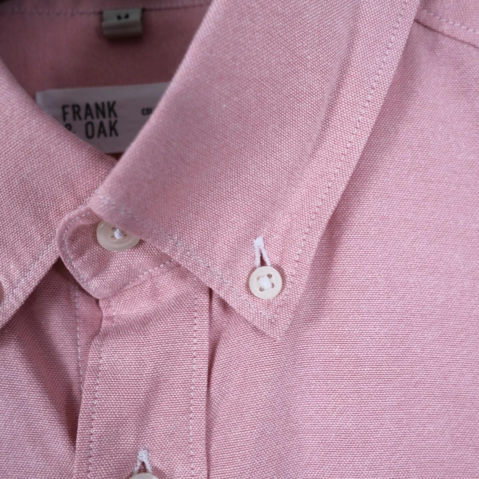 Frank & Oak Mens Cotton Long Sleeve Button Up Red Finely Dotted Dress Shirt M - Image 3 of 4