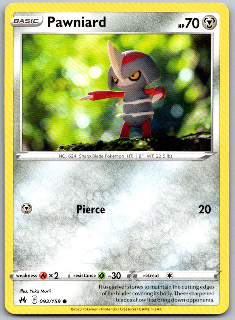 Pawniard 092/159 Common Crown Zenith Pokemon Near Mint