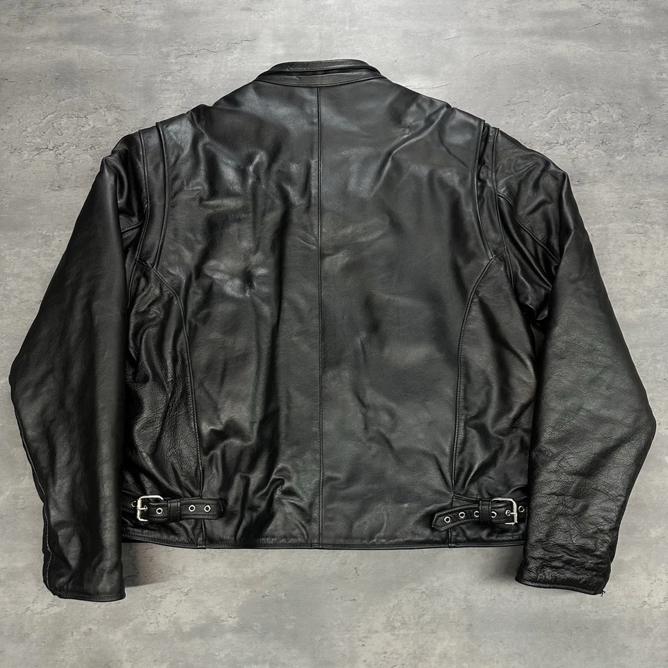 Chaqueta de cuero de alta resistencia vintage XL hecha en EE. UU. negra motociclista Foto 2 de 4