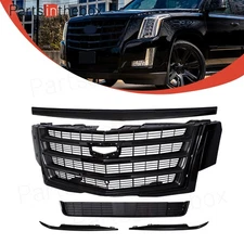 Front Upper Grille Hood Molding Fog Light Trims For 2015-2020 Cadillac Escalade