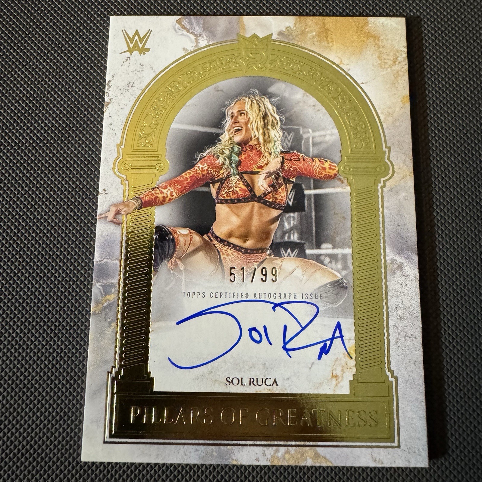 2025 Topps Royalty WWE Sol Ruca Pillars of Greatness Signatures Auto #/99