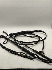 Livestock Black Leather Whip Lot Bull Horse Split End And Riding Crop Preowned