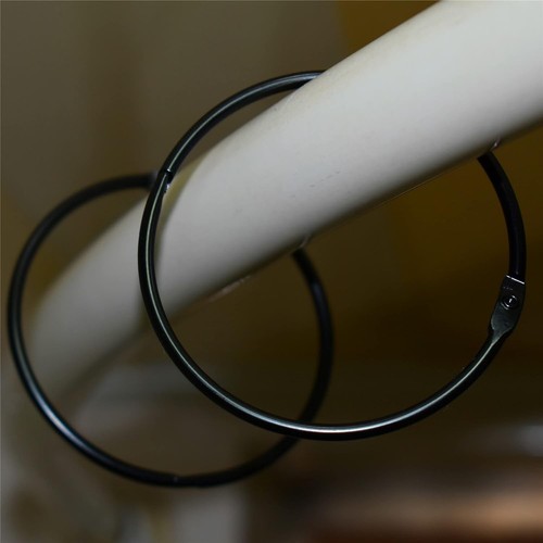 Black Shower Curtain Rings Metal Round Hooks Ring (15 Pack) 2.75 Inch - Picture 3 of 4