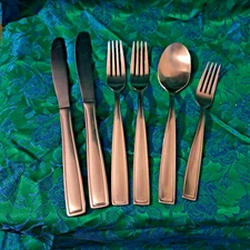 Hampton Tomodashi Cecilia Satin Stainless Lot of 6 Pieces Forks, Spoons,  Knives