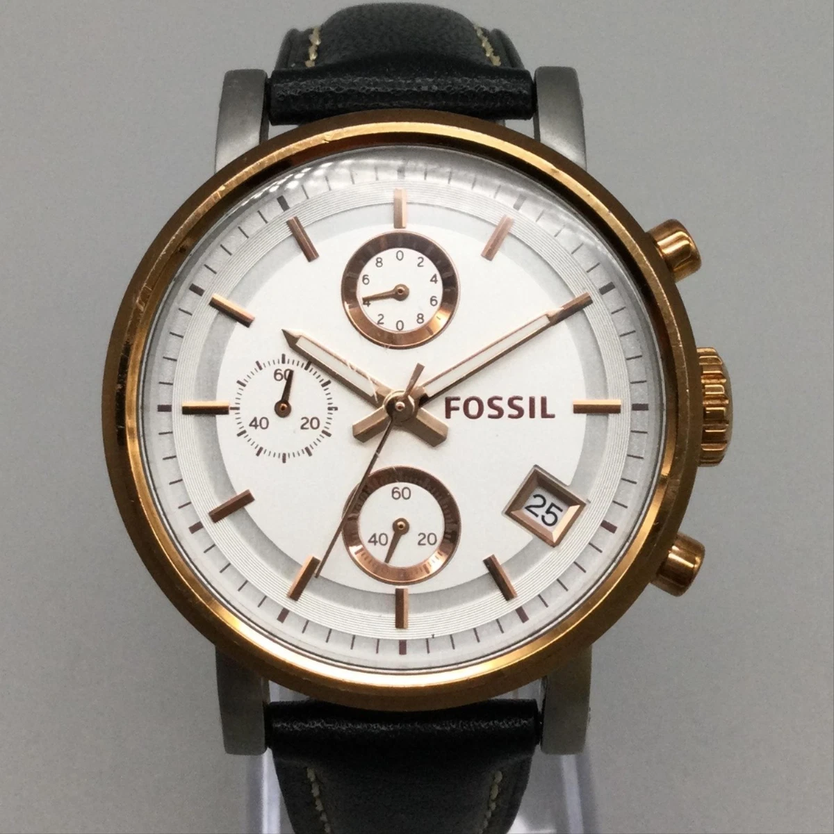 Fossil Original Boyfriend ES3811‎ Women 38mm White Dial Date Watch Needs Battery Fossil Boyfriend Date Indicator Wristwatches for sale | eBay main image 2