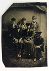 Antique Tintype Photo Unique Group Young Victorian Men Women Hats Fashion