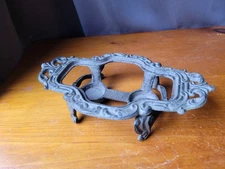 Vintage Cast Iron Ornate Trivet Hot Plate Chafing Double Tea Light Candle Burner