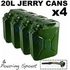 4 BRAND NEW Army Issue JERRY CANS 20lt x 4 + FREE SPOUT
