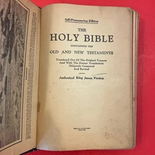 Holy Bible King James Version Thread Sewn Red Border Pages Self Pronouncing