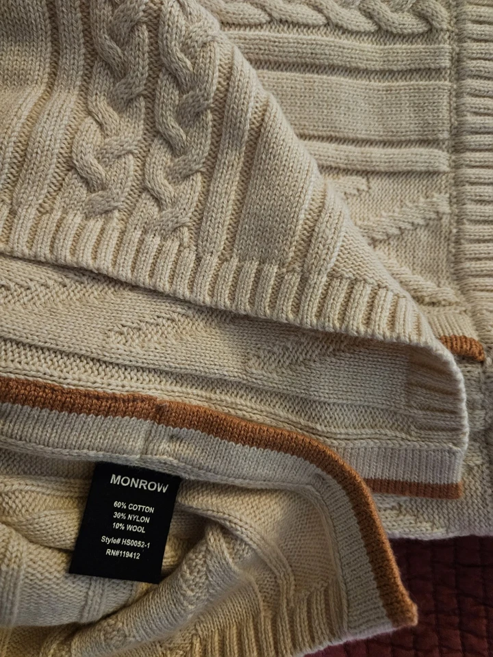 Minifalda Monrow para mujer beige algodón lana lápiz tejido con cable acanalado talla S Foto 3 de 4