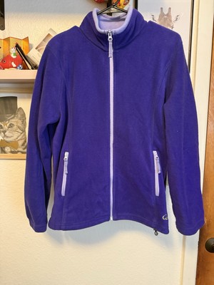 Cabela's Fleece Zip Up Jacket Women's M Purple Embroidered Logo Zip Pockets Fall
