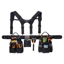 VEVOR Tool Belt Electricians Work Belt with Suspenders 19 Pocket Tool Pouch Bag