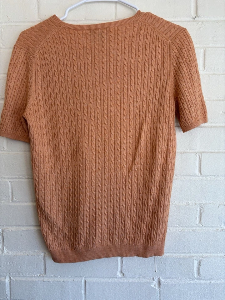 Brooks Brothers 346 Women’s Short Sleeve Cable Knit Sweater Silk & Cashmere Top - Image 4 of 4