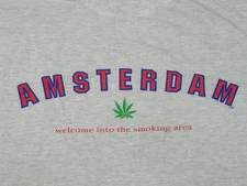 Amsterdam Smoking Area Tshirt Cannabis 420 Gray Small Funny Tourist
