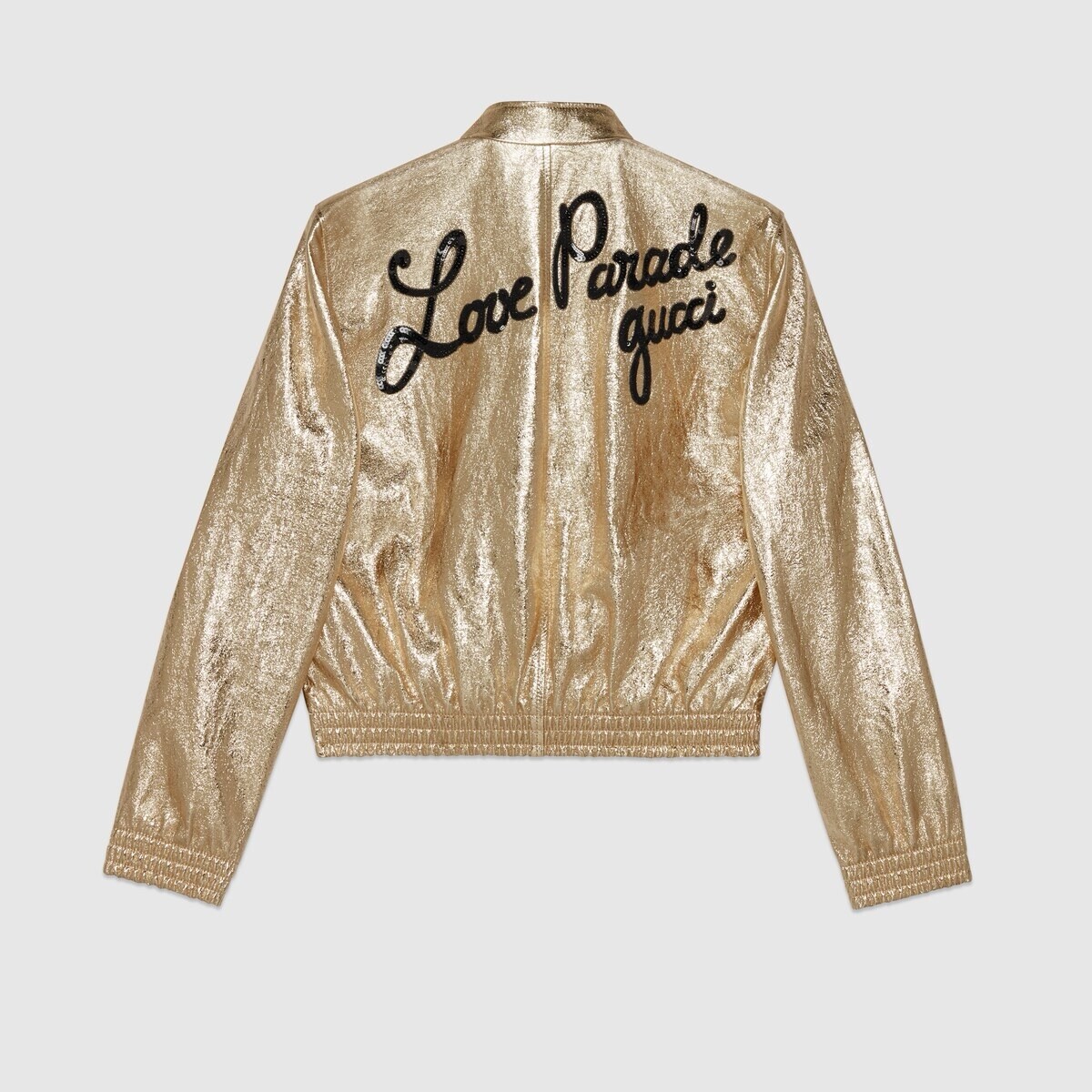 STUNNING GUCCI by ALESSANDRO MICHELE GOLD METALLIC LEATHER JACKET