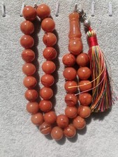 German Sandalus Cherry Amber Bakelite 33 Prayer Beads Tesbih Misbaha Rosary