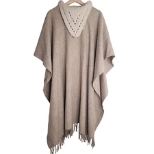 Womens Western Style Poncho Knitted Cape Romantic Fringed Wool Blanket